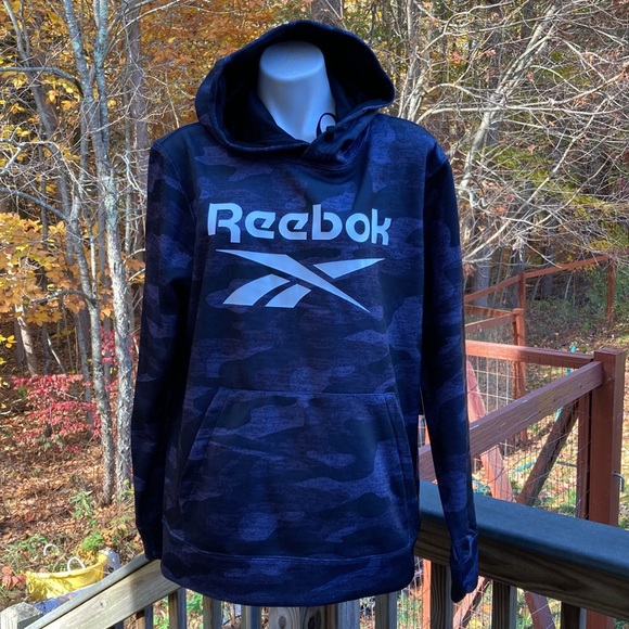 Reebok black and gray basic training camo hoodies NWT size L - Picture 1 of 6